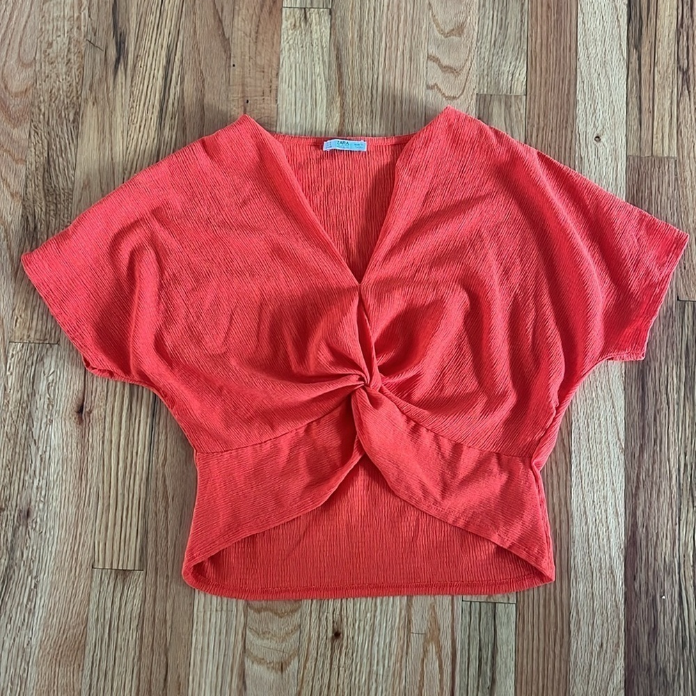 ZARA orange/ red orange twist knot crop top size small